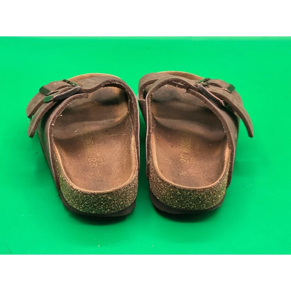 Birkenstock Arizona Kids Sandals Size 28 C10 Brown Metallic Two Strap Slides